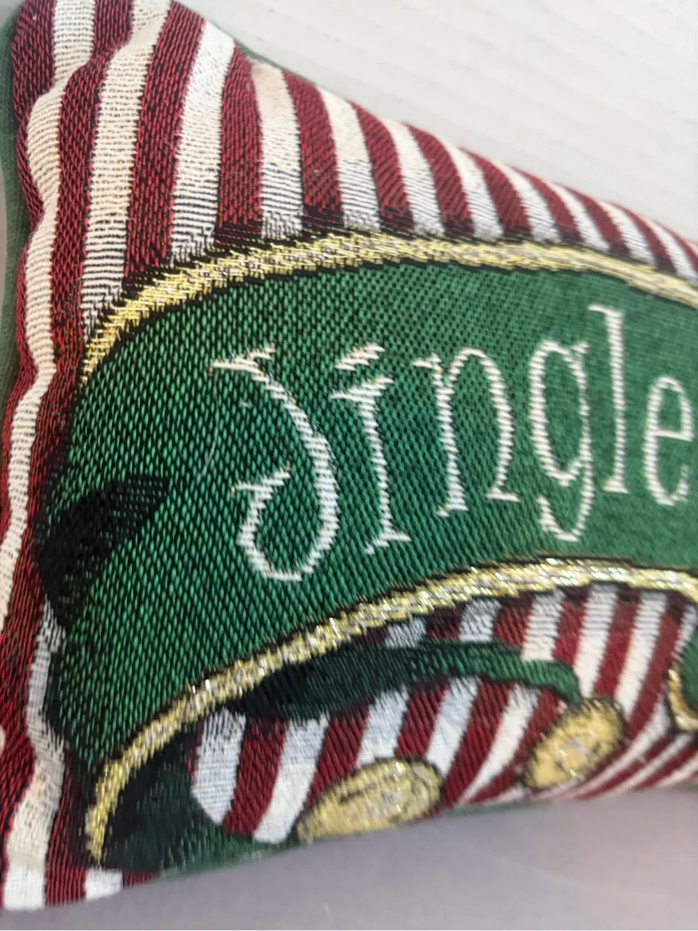 Festive 'Jingle Bells' Decorative Pillow - Red & Green